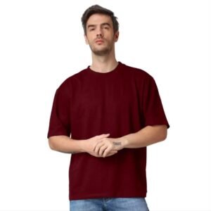 Maroon Plain Oversized Tee